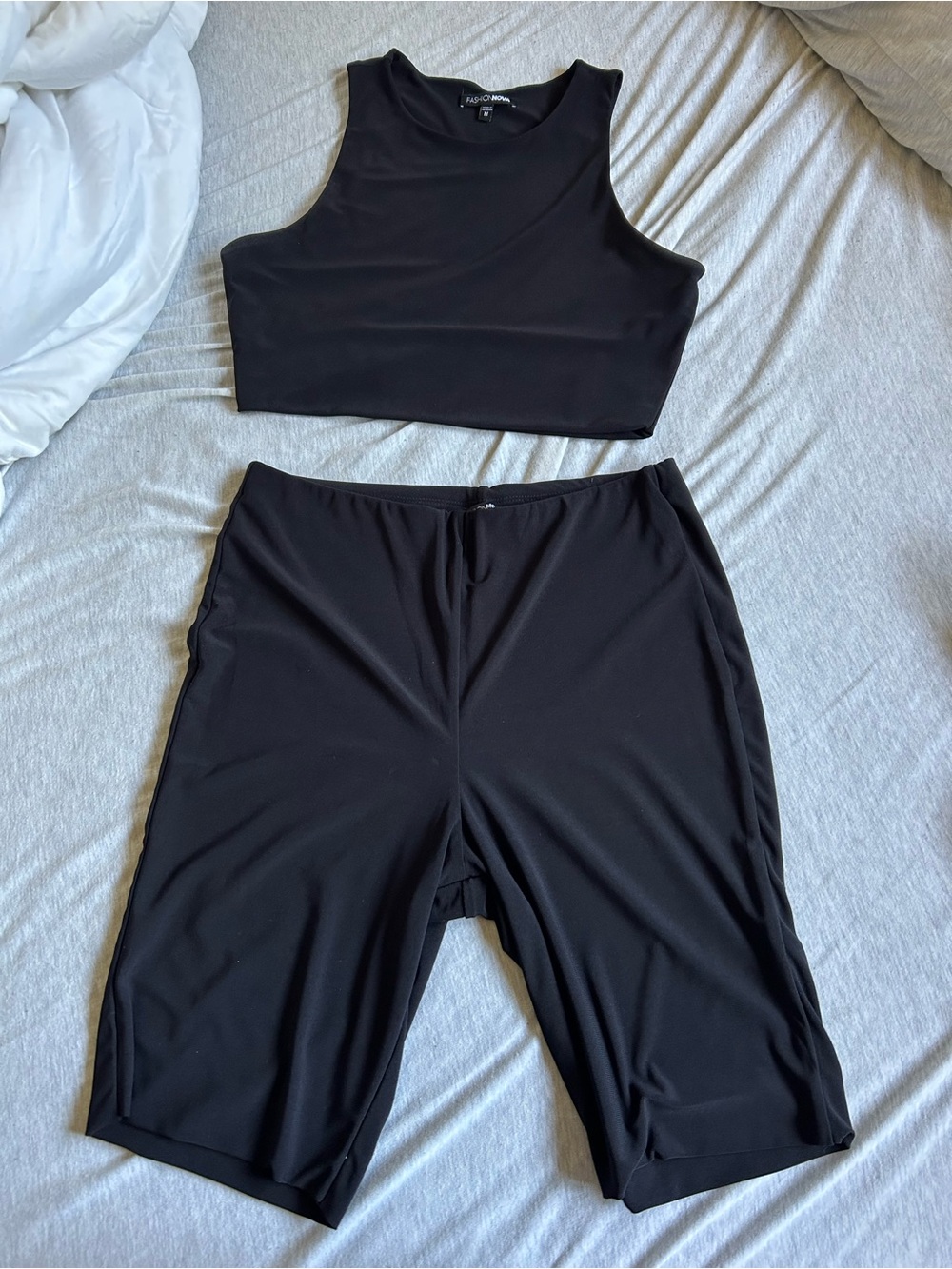 Fashion Nova Black Bike Shorts Set